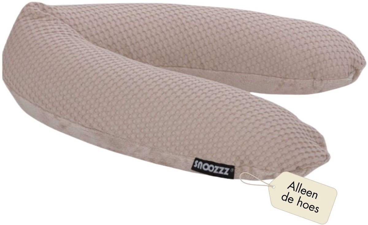Snoozzz Voedingskussenhoes - Hoes voor voedingskussen zwangerschapskussen - 185 cm - Zachte teddy met katoen - Wafel Teddy Sand