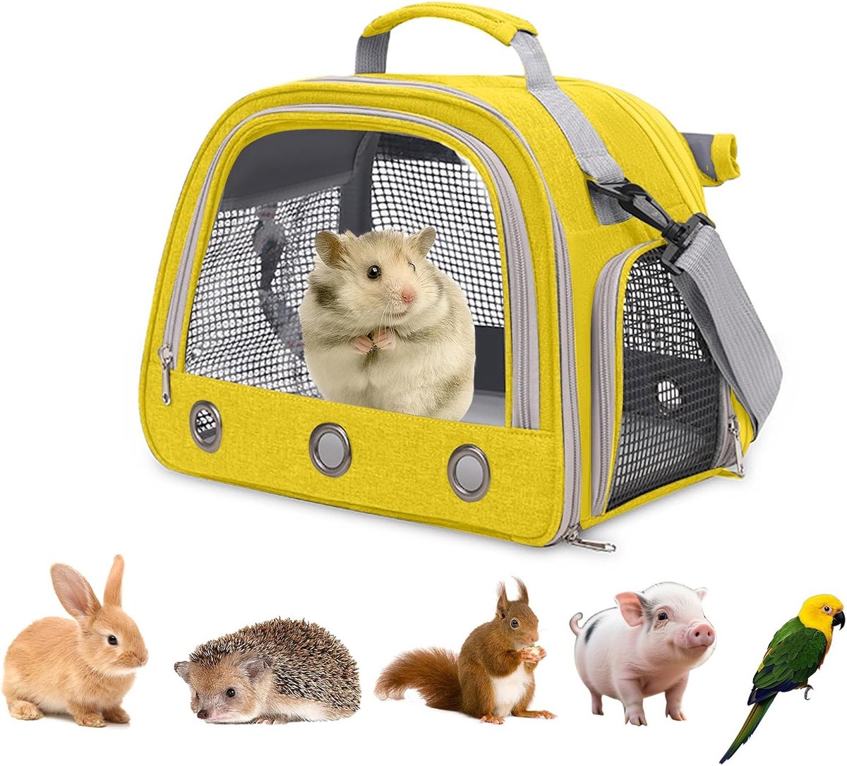 Draagtas voor huisdieren,Draagtas voor kleine dieren, 35 x 25 x 23 cm, reistas voor huisdieren, draagbare transportkooi voor kleine vogels, ratten, hamster