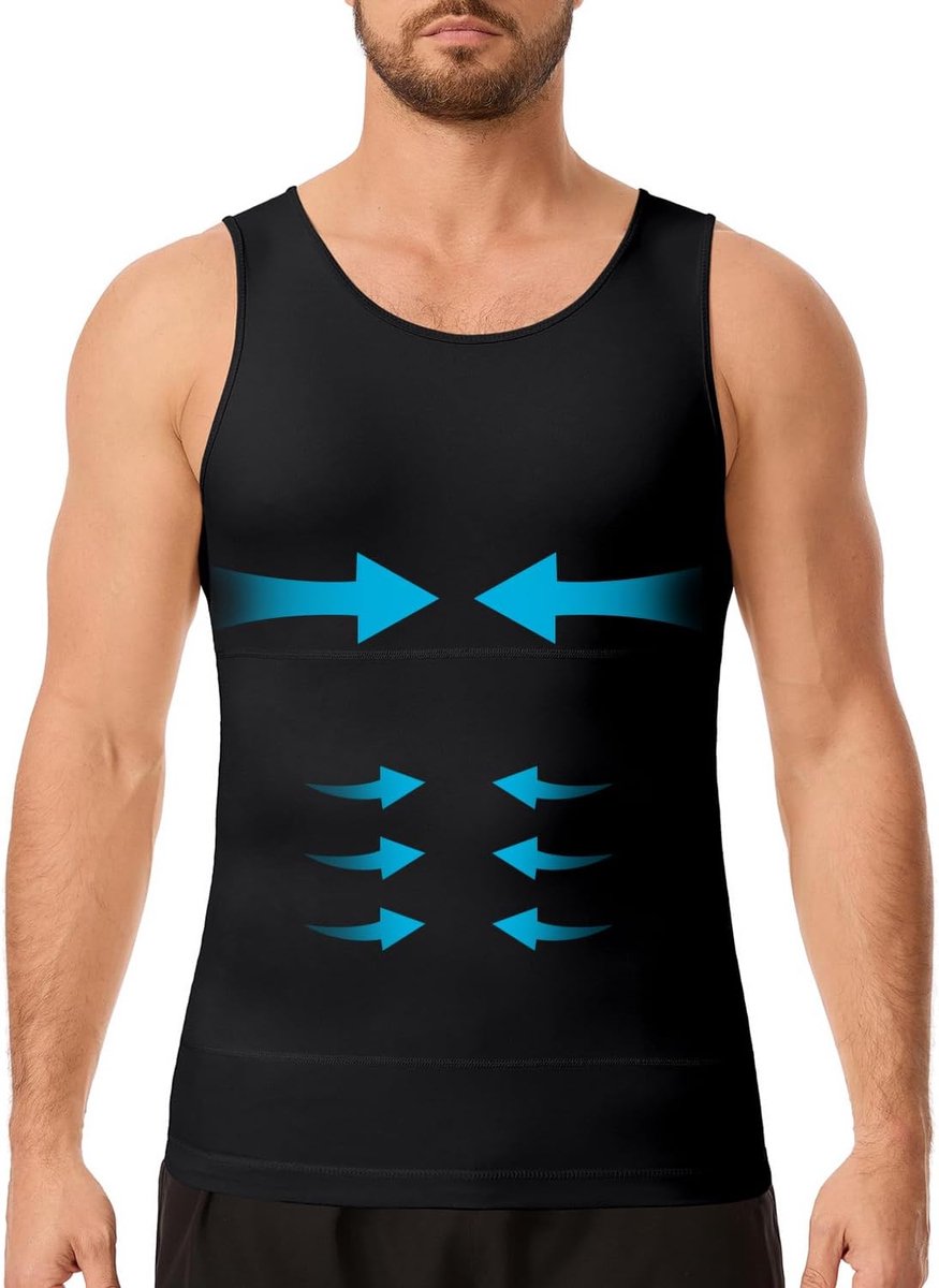 Compressievest voor heren, shapewear, afslankende bodyshaper, mouwloos, tanktop, onderhemd, buikcontrole, tailletrainer
