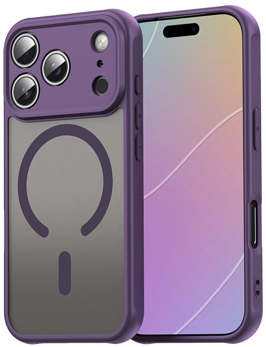 Coverup Hoesje - Geschikt voor iPhone 18 Pro Max Hoesje - Coverup Mat Transparante Back Cover met Camera Cover - MagSafe Compatible - Paars
