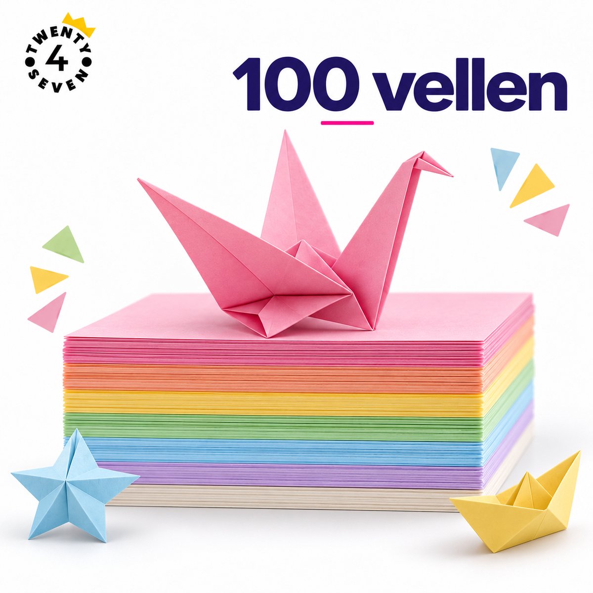 Twenty4seven® Gekleurd Papier A4 - 100 Vellen Origami, Vouwpapier en Knutselpapier - 80 Grams FSC - Surprise Knutselen voor Kinderen - Sinterklaas Cadeau - 20 Projecten — cadeau in Hobby - foto 4