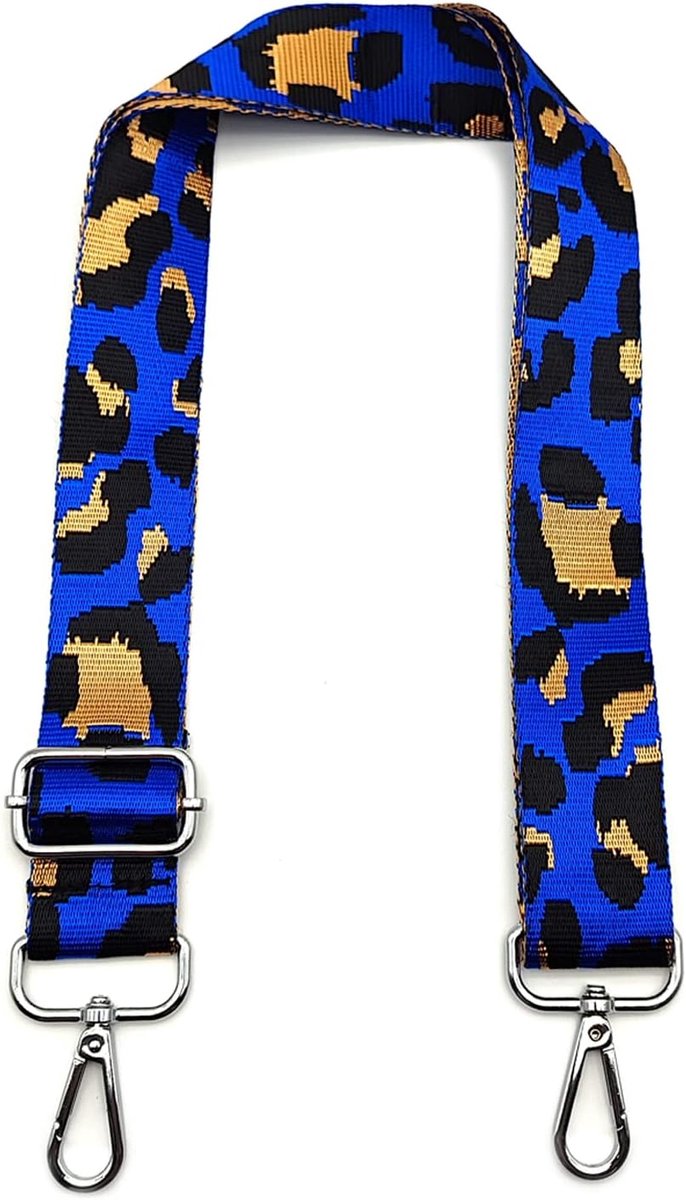 Schouderriem voor Tassen, Tasriemen voor Schoudertassen, Schouderriem met Zilver Gespen, Brede Tasriemen Vervanging 3.8cm voor Dames Crossbody, Handtassen, Camera, Blauw Luipaard, #4