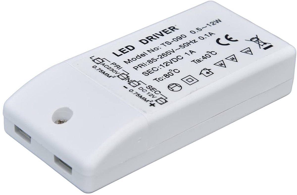 Driver 12W 12V DC 1A Voeding Transformator LED-lamp Constante Stroom Drive Power Dimbaar AC 85-265V Transformator Adapter voor LED-licht, Computerproject, Buitenlicht