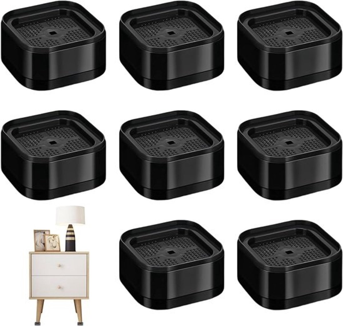Verstelbare Meubelverhogers, 8 Stuks, 3.5 cm Hoog, Stapelbare Ondersteuning voor Meubels met Tot 5 cm Diameter Poten