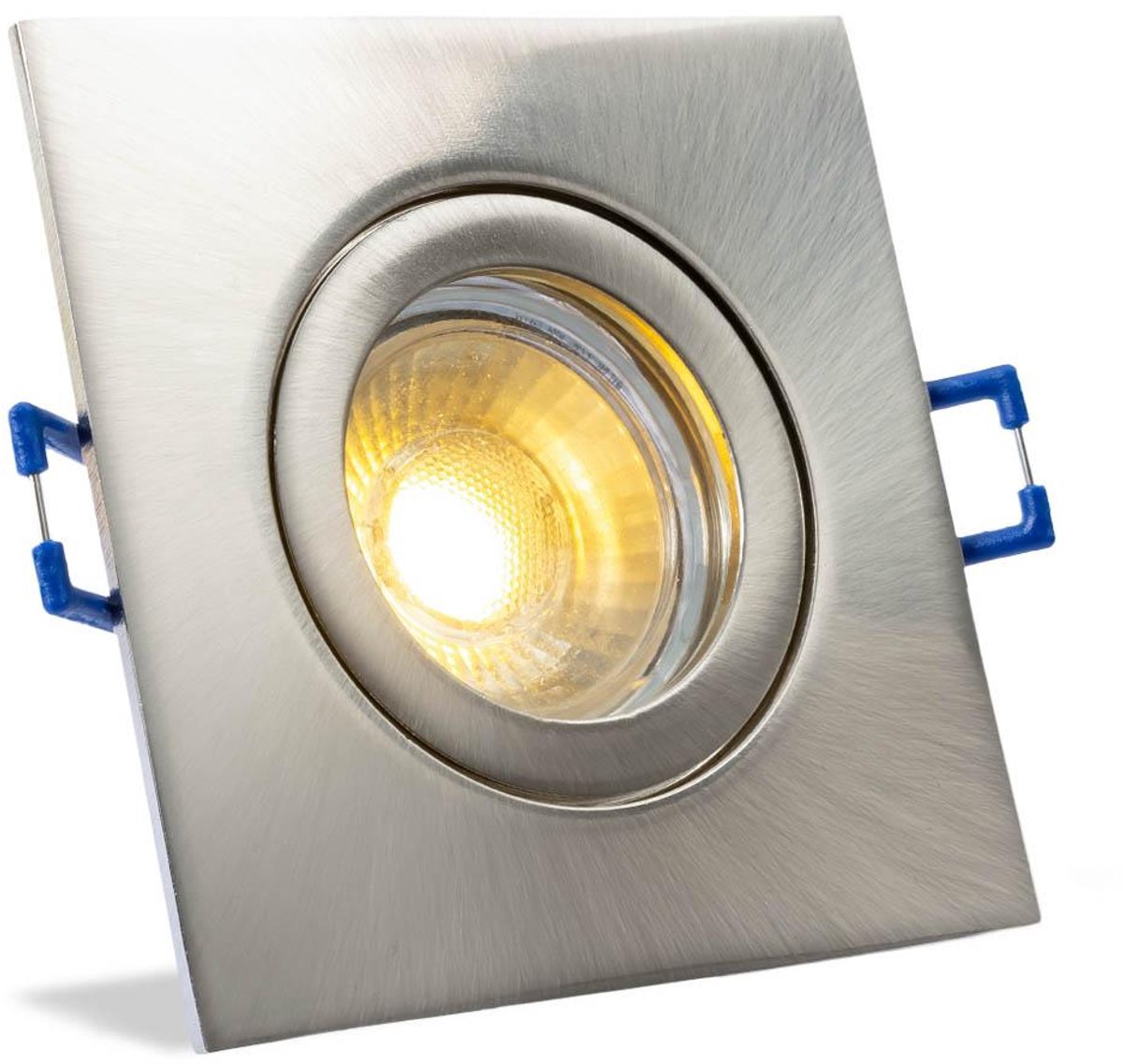 Platte LED spot Veerle vierkant IP44 nikkel - natuurlijk wit - dimbaar