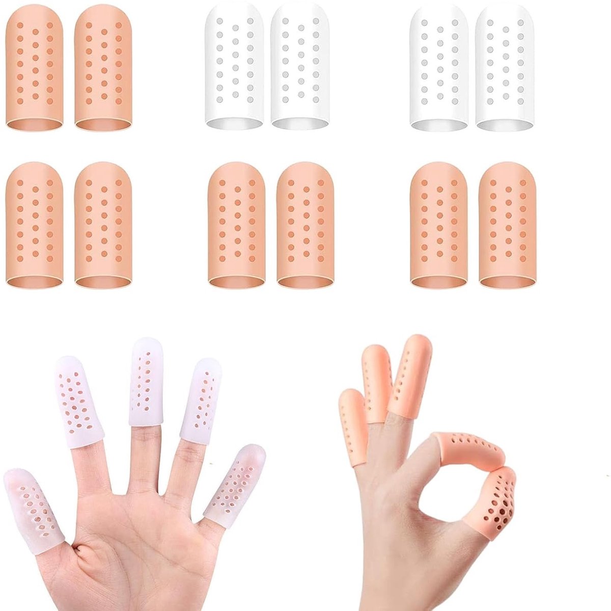 Set van 12 Vingerbeschermers van Siliconen, Ademend en Comfortabel, Bescherming tegen Vingerblessures, Geschikt voor Trigger Fingers en Artritis