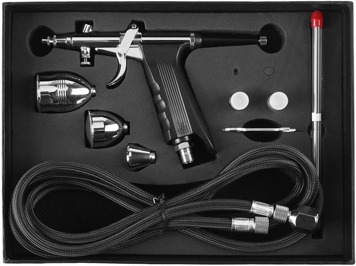 Multi-function gravity airbrush set met 0.3mm, 0.5mm en 0.8mm nozzles en cups voor precisieverfwerkzaamheden