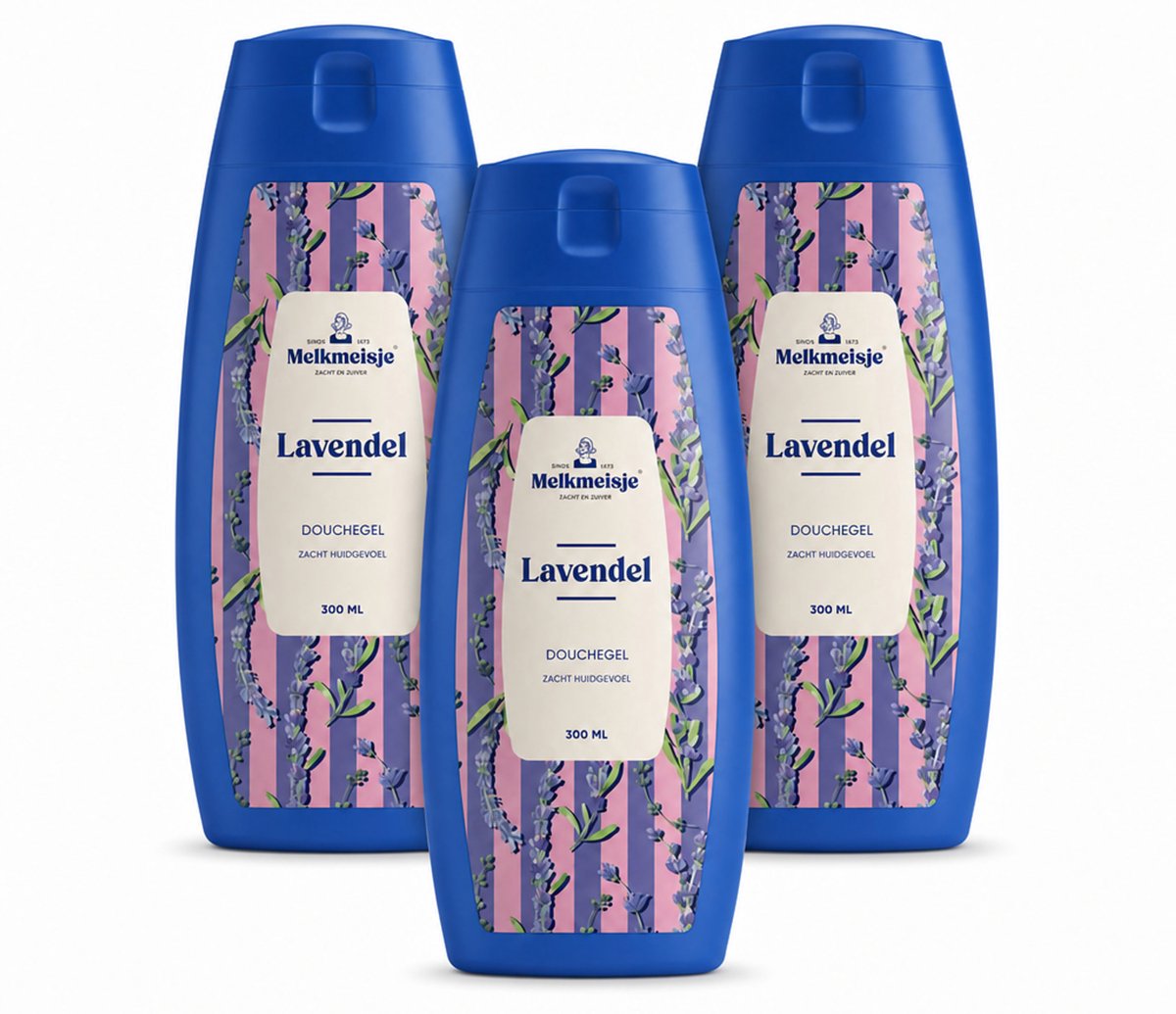 3 x Melkmeisje – Douchegel – Lavendel – Zacht Huidgevoel – 300 ml - Voordeelverpakking - 3 stuks