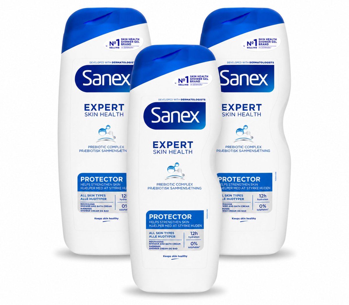3 x Sanex – Douchegel – Expert Skin Health Protector – 600 ml - Voordeelverpakking - 3 stuks