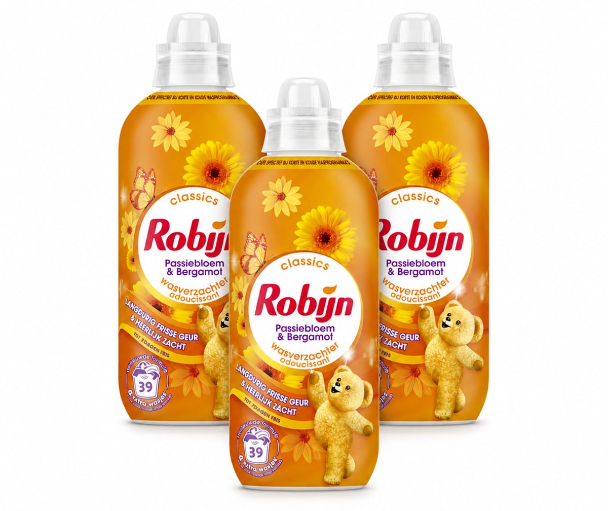 3 x Robijn – Wasverzachter – Passiebloem & Bergamot – 780 ml - Bulkverpakking - 3 stuks