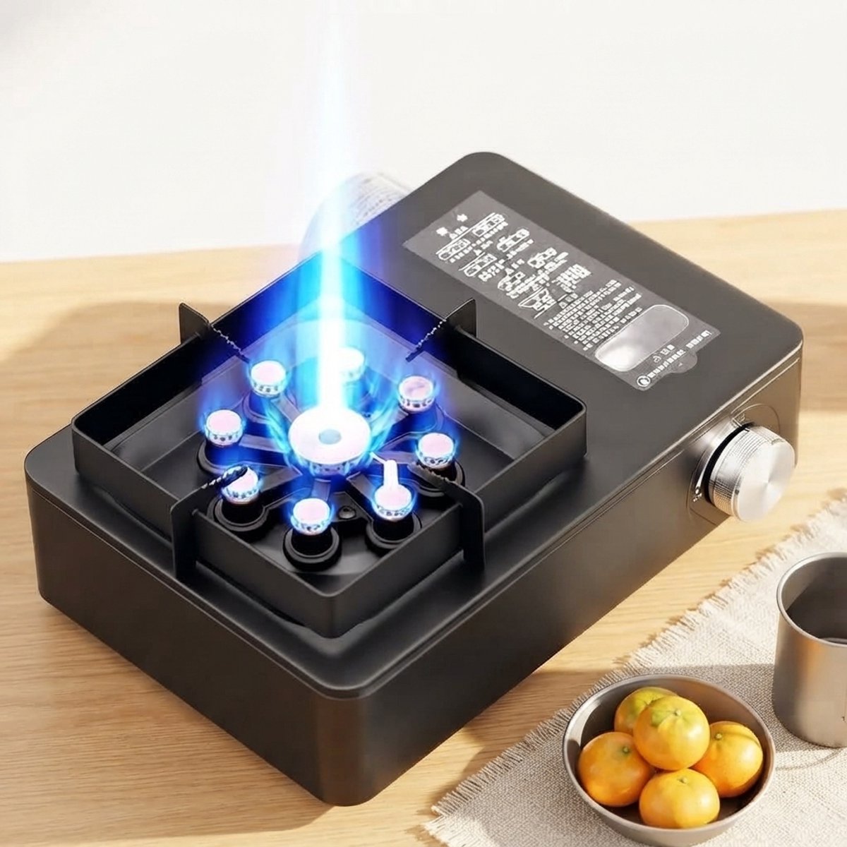 Archi 9-Core Camping Gasfornuis 10000W – Gasfornuis - Camping - Hoge Vuurkracht – Butaangas – Ingebouwde Ontsteking – Zwart