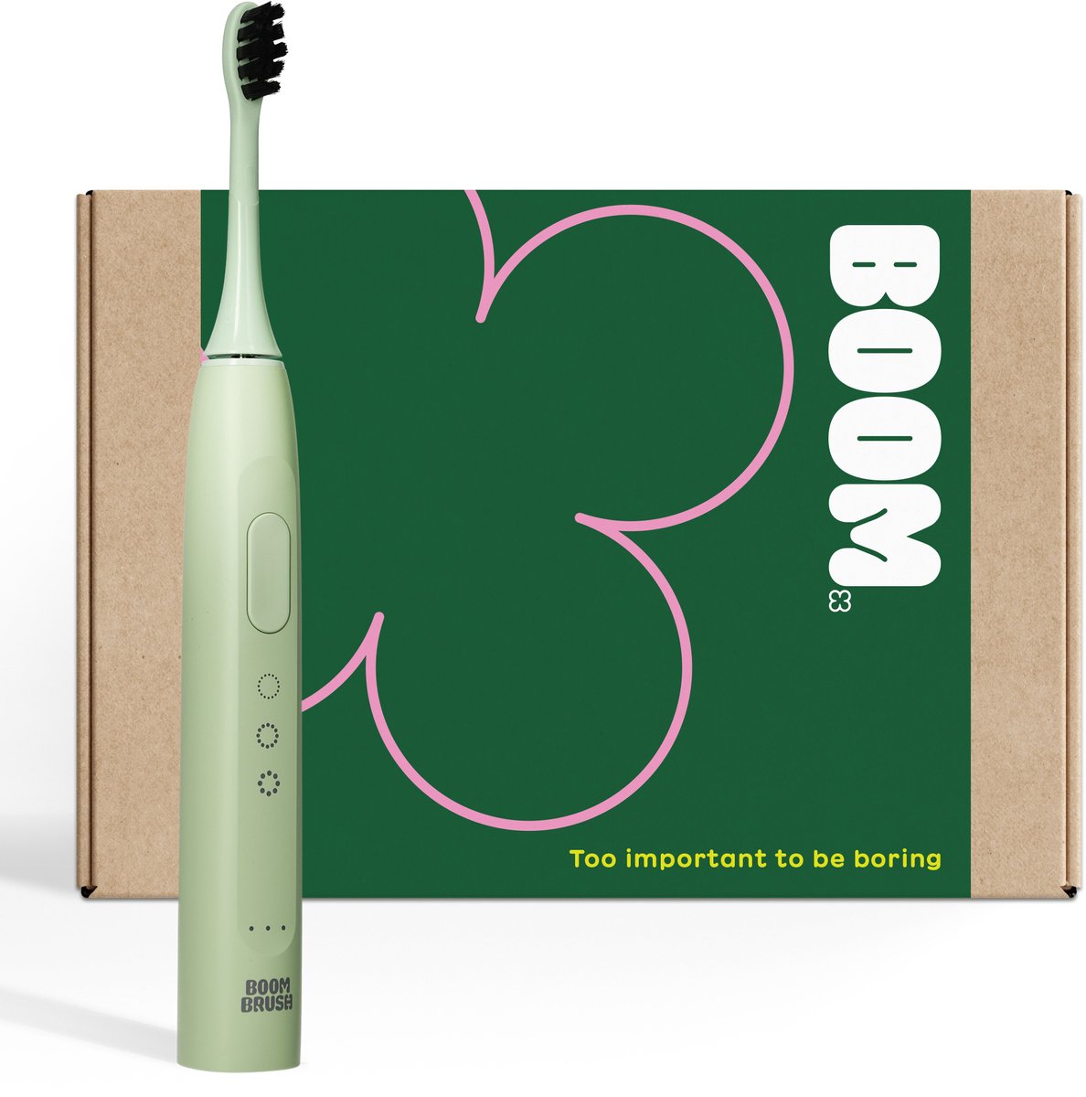 BOOM Elektrische Tandenborstel - 180 dagen Batterij - The Boost - Groen - Sonische Tandenborstel - Duurzaam
