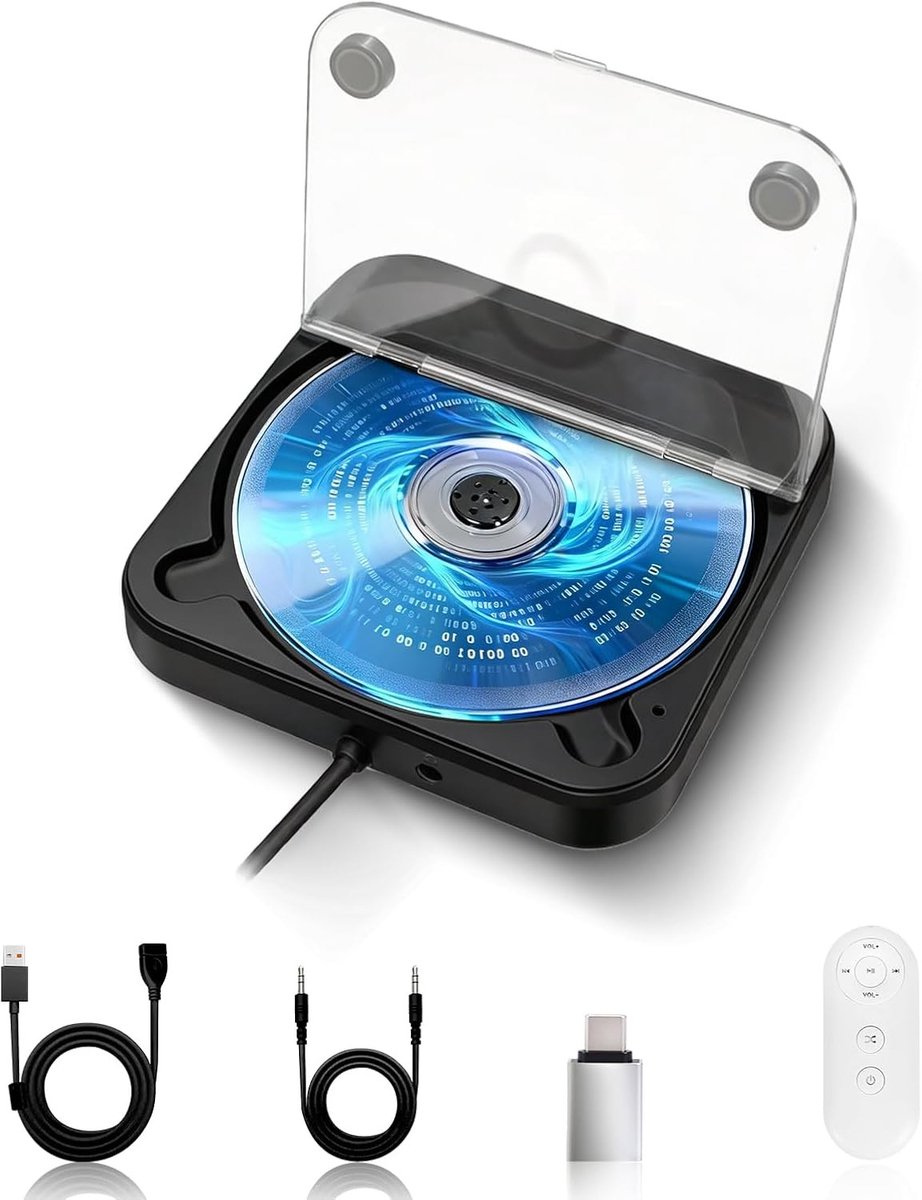 Draagbare cd speler - Zwart - Compact - Siliconen Anti-Shock - Voor Auto en USB-apparaten