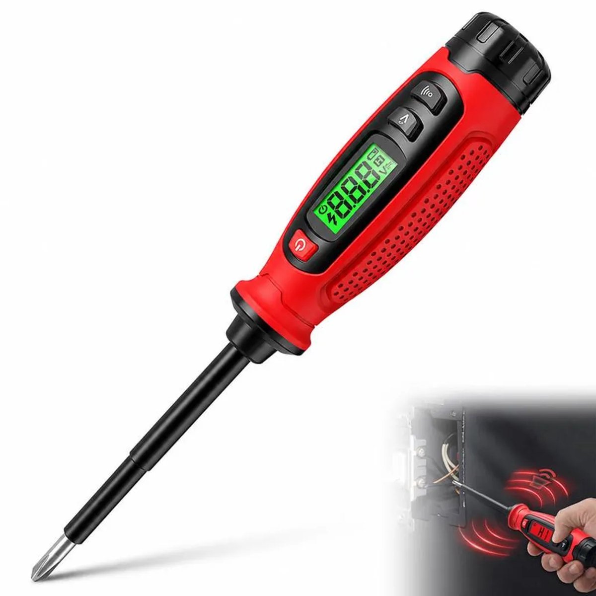 2-in-1 spanningsmeter en schroevendraaier, 3-500V AC, contactloos, LCD-display, continuïteitsmeter - fasemeter en magnetische kruiskopschroevendraaier