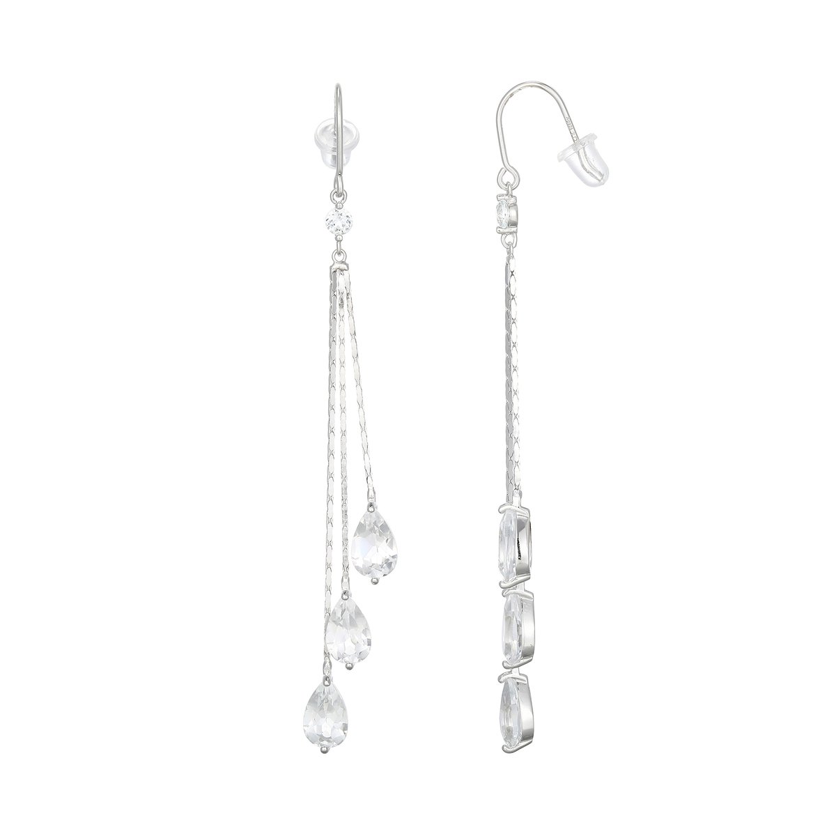 Cavill - Zilveren Oorbellen met Witte Topaas 4,93 ct - 925 Sterling Zilver Gerhodineerd - Elegante Peervorm & Rond Design