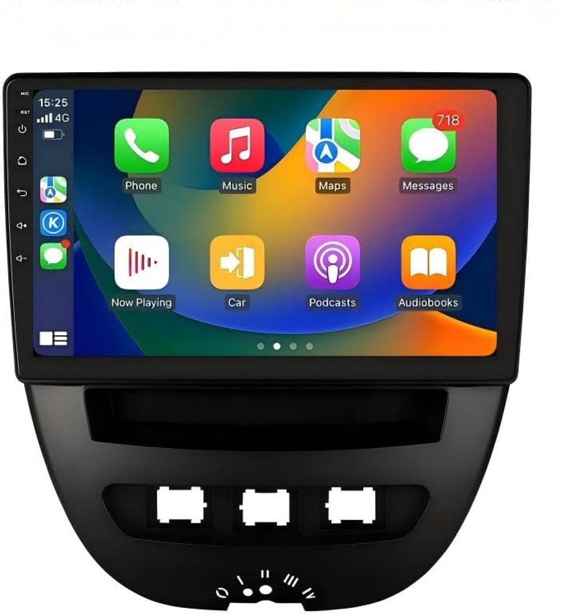 13 autoradio, 10,1 inch touchscreen, 4-core voor Peugeot 107/Toyota Aygo/Citroen C1 2005-2014 WiFi CarPlay/Android Auto Bluetooth 4G SWC GPS RDS 2 GB + 64 GB