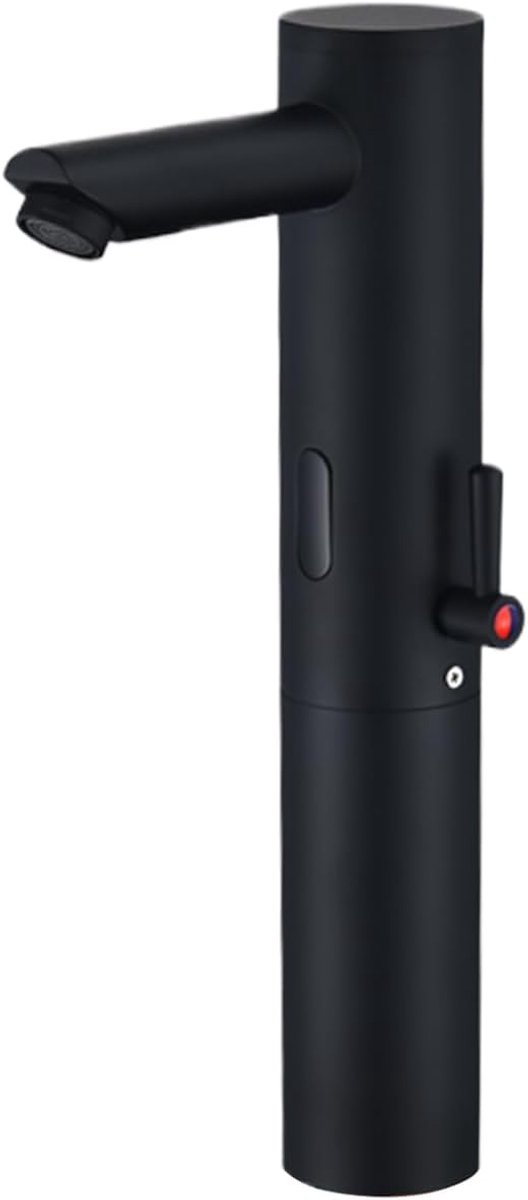 Kraan - Sensor Motion Activated No-Touch Messing Kraan met verstelbare temperatuurregeling handvat voor thuis ijdelheid, commercieel en kantoorgebruik (hoog, zwart)