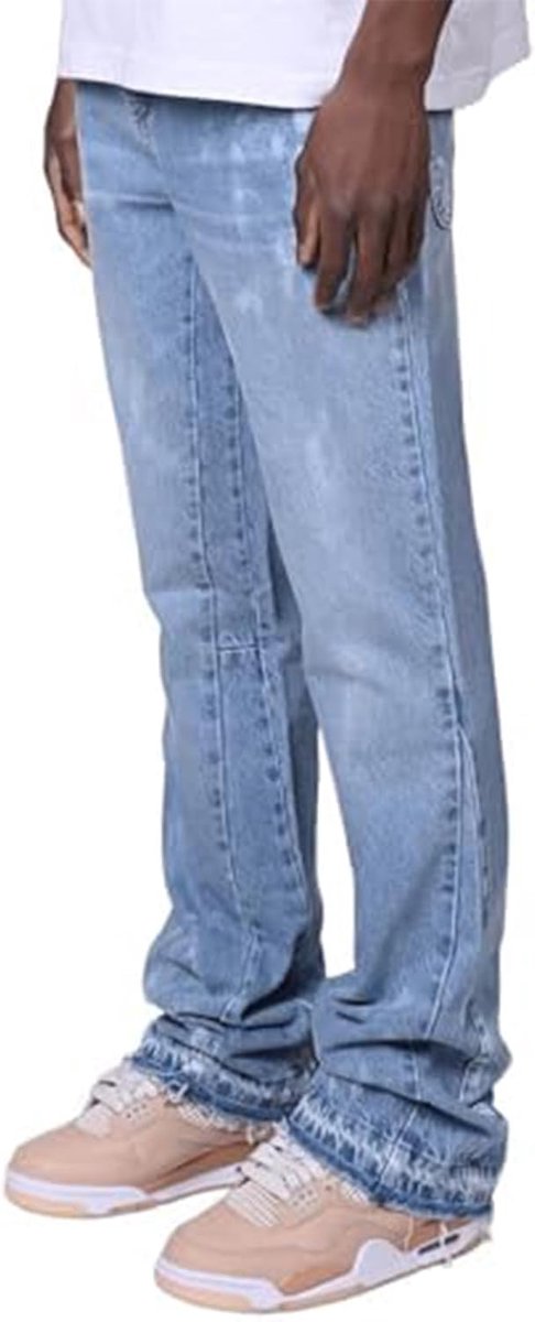 Jeans voor heren, Y2K Streetwear Baggy Jeans met inktspatdesign en zakken, bootcut denim vrijetijdsbroek in hiphop cowboystijl