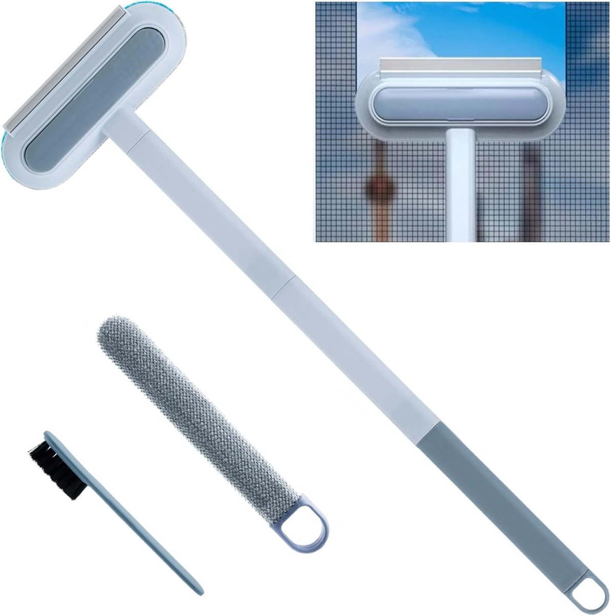 2-in-1 reinigingsborstel met schraper, extra lang: 60 cm