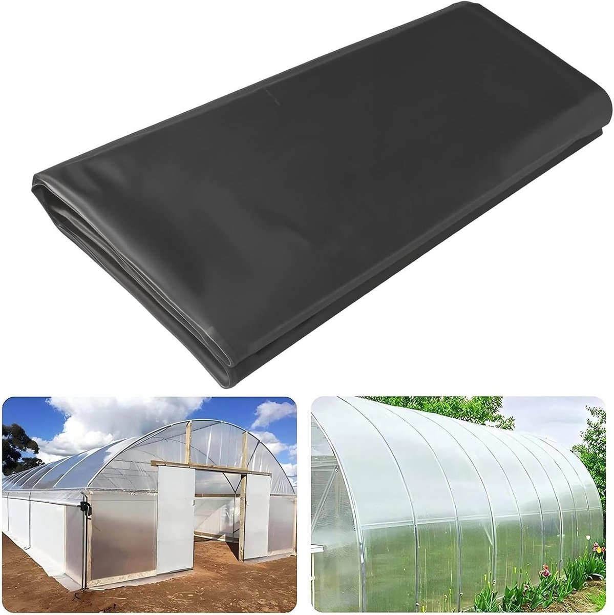 2M x 3M extra dikke broeikasfolie, polyethyleenfolie, transparante broeikasfolie, 40Mu scheurvast, waterdicht, tuinfolie van polyethyleen voor tuinieren, isolatie, bouw(zwart)