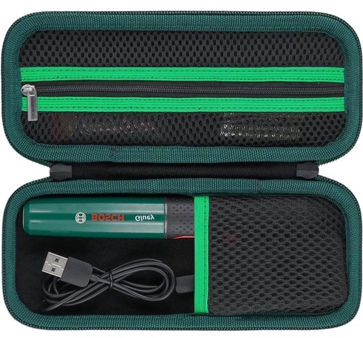 Draagbare Beschermende Tas voor Bosch Heißklebestift - Accu, USB Oplader en Mini Lijmsticks