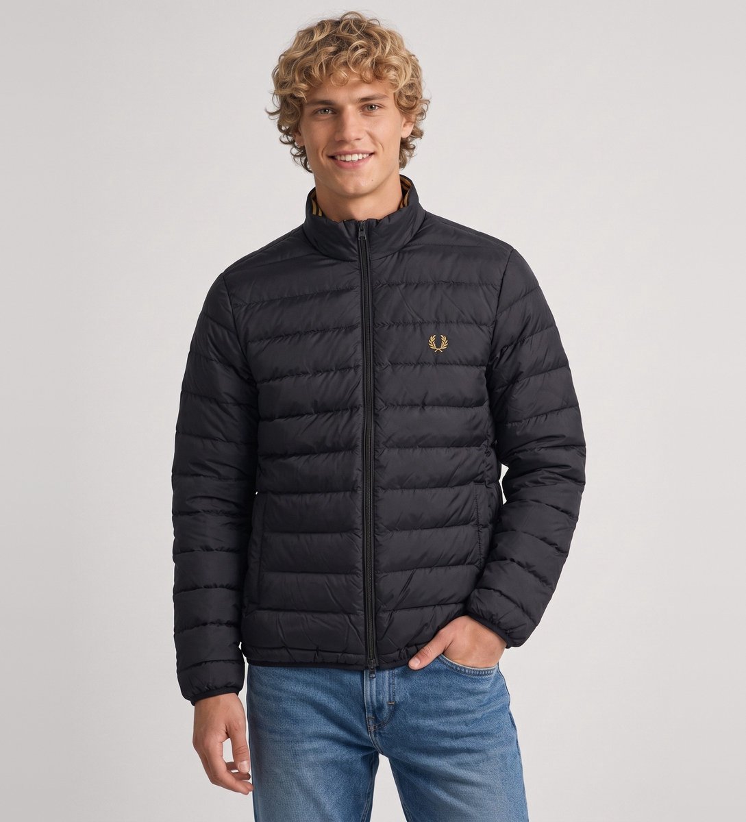 Fred Perry Marineblauwe gewatteerde jas