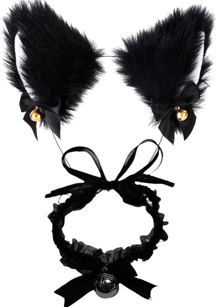 Set van 2 kattenoren haarbanden - cosplay, feestoutfits en dierenkostuums met belletjes