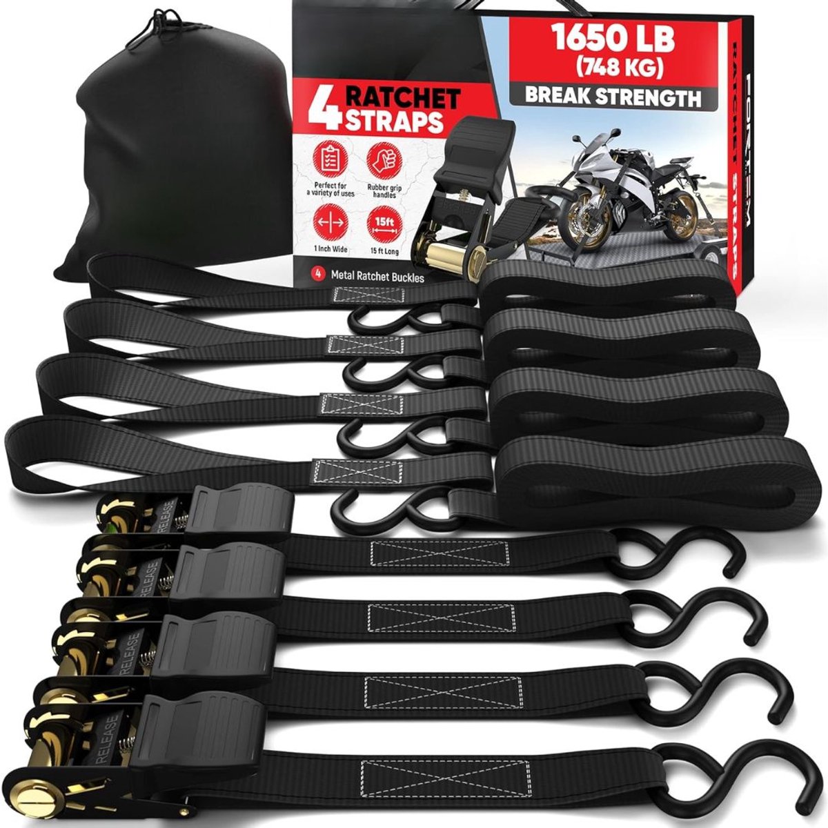 JCP® Spanbanden met Ratel - Spanbanden met Ratel Zelfoprollend - Spanbanden -