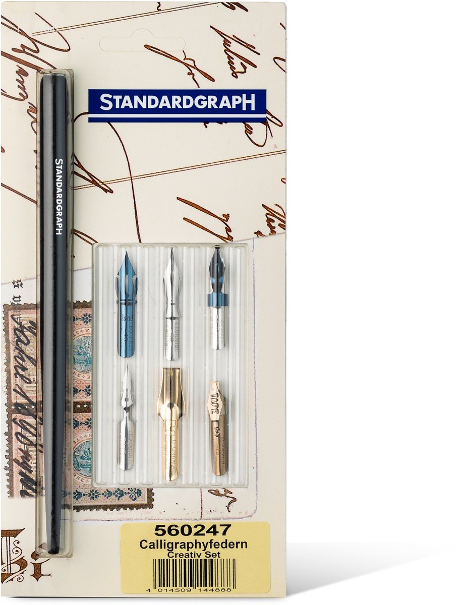 Standardgraph - Kalligrafieset - Creatief set à 6 Penpunten inclusief Penhouder - SG-560247