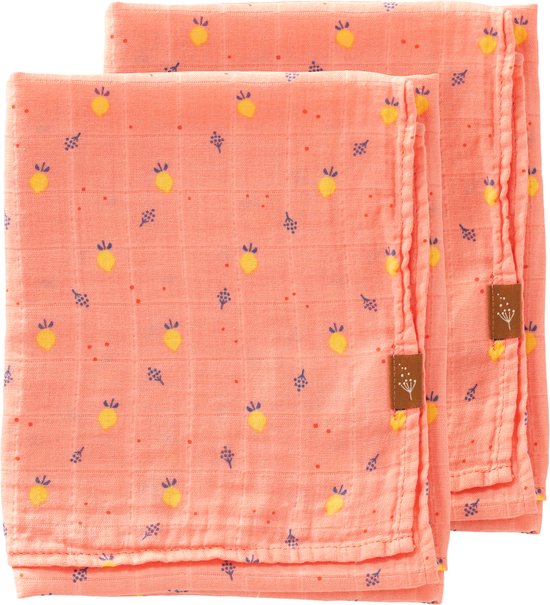 Fresk Hydrofiele Doeken Set - 60 x 70 cm - Spuugdoekjes - Babyverzorging - 2 stuks - Ademend en Absorberend - Babyspullen - Lichtroze - Summer Fruit van Merkloos — afbeelding 2