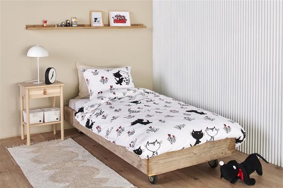 Beddinghouse x Fiep Amsterdam Pim en Pom Lente dekbedovertrek - Eenpersoons - 140x200/220 - Rood van Merkloos — afbeelding 2