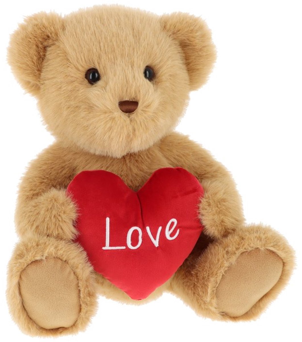Keel Toys teddybeer met hartje - 28 cm - Dieren knuffelbeesten