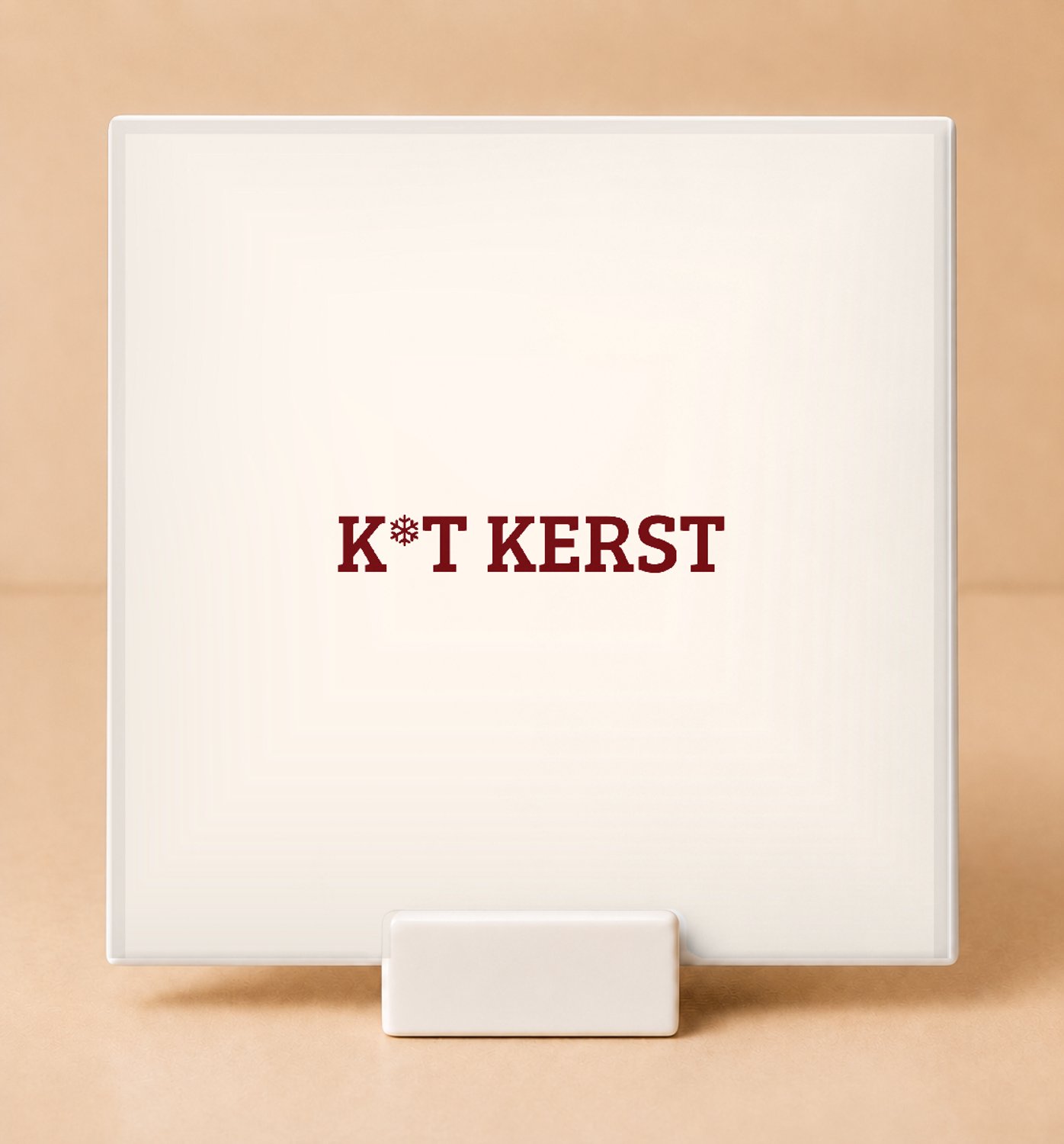 Bedruk King Grappige 'K*T KERST' Tegel – Humoristische Kersttegel voor Kerstliefhebbers en Fans van Feestdagen Humor - 15 x 15 cm met houder Wit
