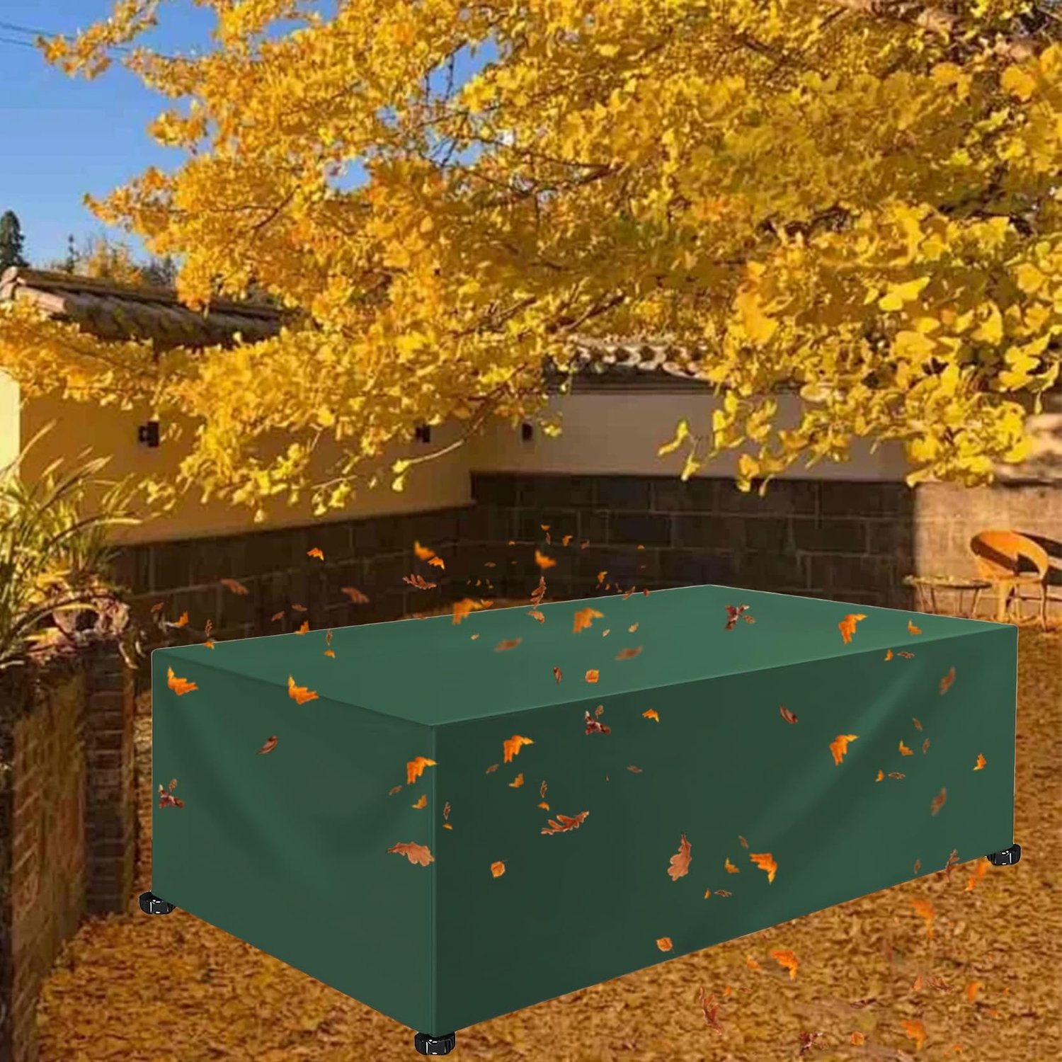 Famanu Hoes voor tuinmeubelen, rechthoekig 80 x 80 x 50 cm, weerbestendig en geschikt voor elk type meubilair, groen, biedt uitstekende bescherming tegen elementen