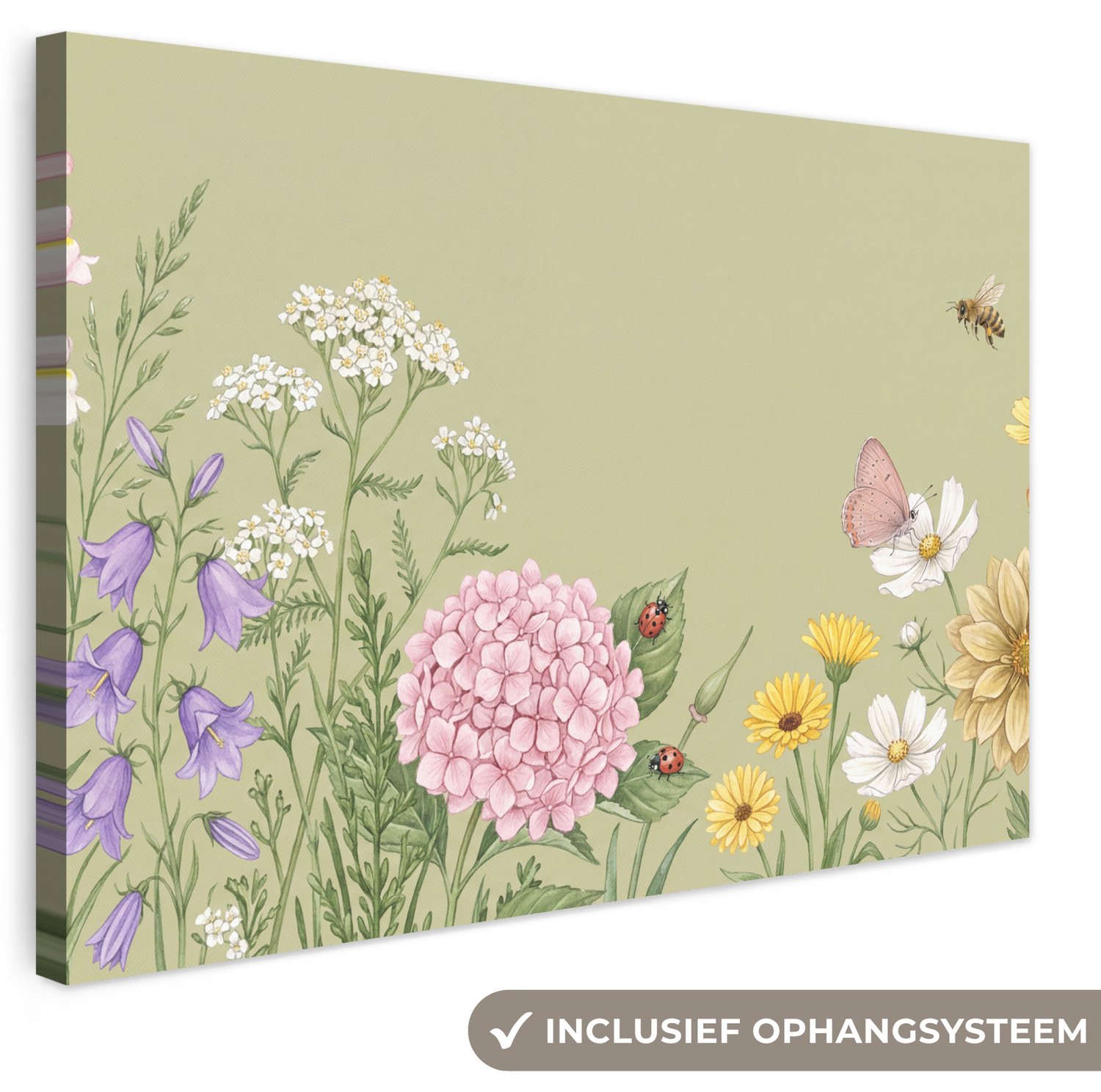 Canvas schilderij 90x60 cm - Exclusieve wanddecoratie Botanisch - Bloemen - Kleurrijk - Muurdecoratie woonkamer - Slaapkamer decoratie - Kamer accessoires - Schilderijen op canvas