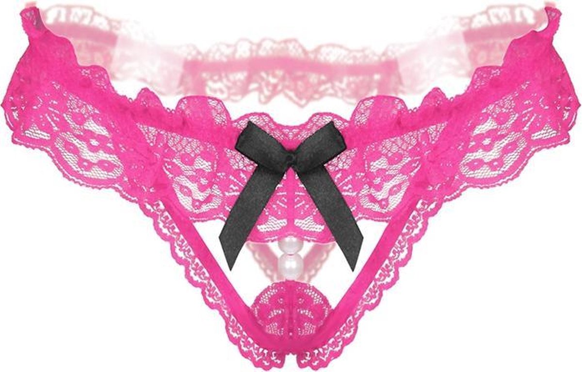 Sexy String kant met parels Roze