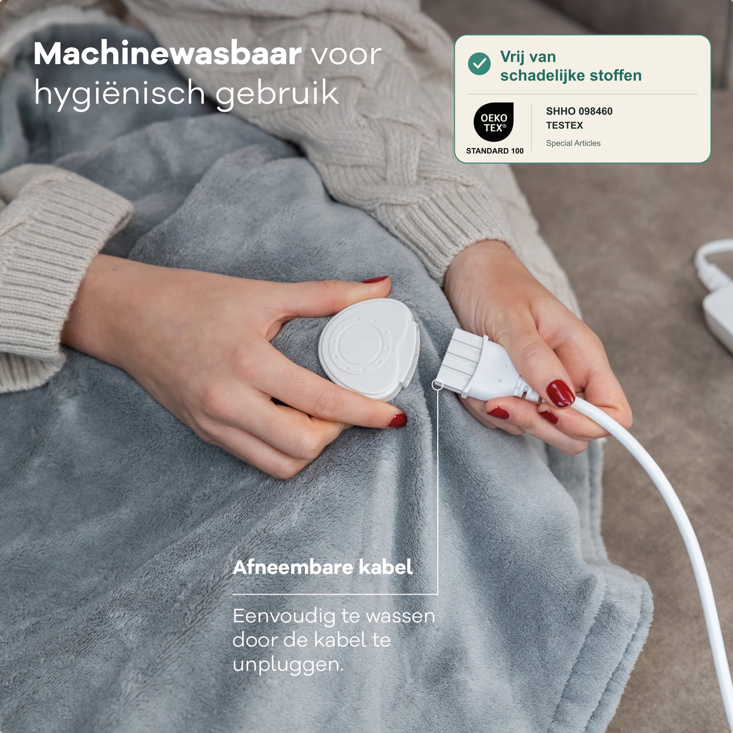 Zenwave Elektrische Deken 180x130cm - XL Electrische Deken 1 Persoons - Warmtedeken voor Bank & Stoel - Elektrische Bovendeken met Timer & 10 Warmtestanden - Ultra Zachte Fleece Warmte Deken Plaid - Wasbare Omslagdeken - Kamperen & Outdoor - Grijs – foto 6