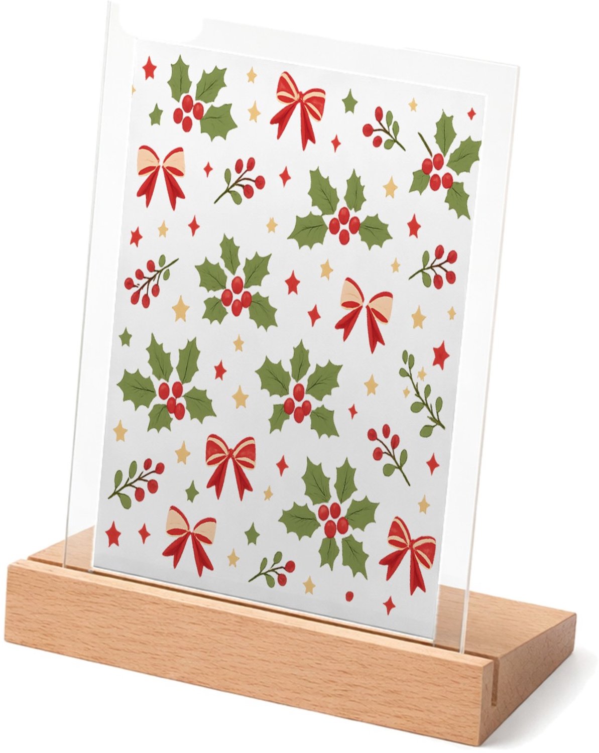 Mr Cadeautjes Glasframe met vaste tekst - design Luchtig herhaalpatroon met winterse natuurmotieven in een el | cadeau Wit