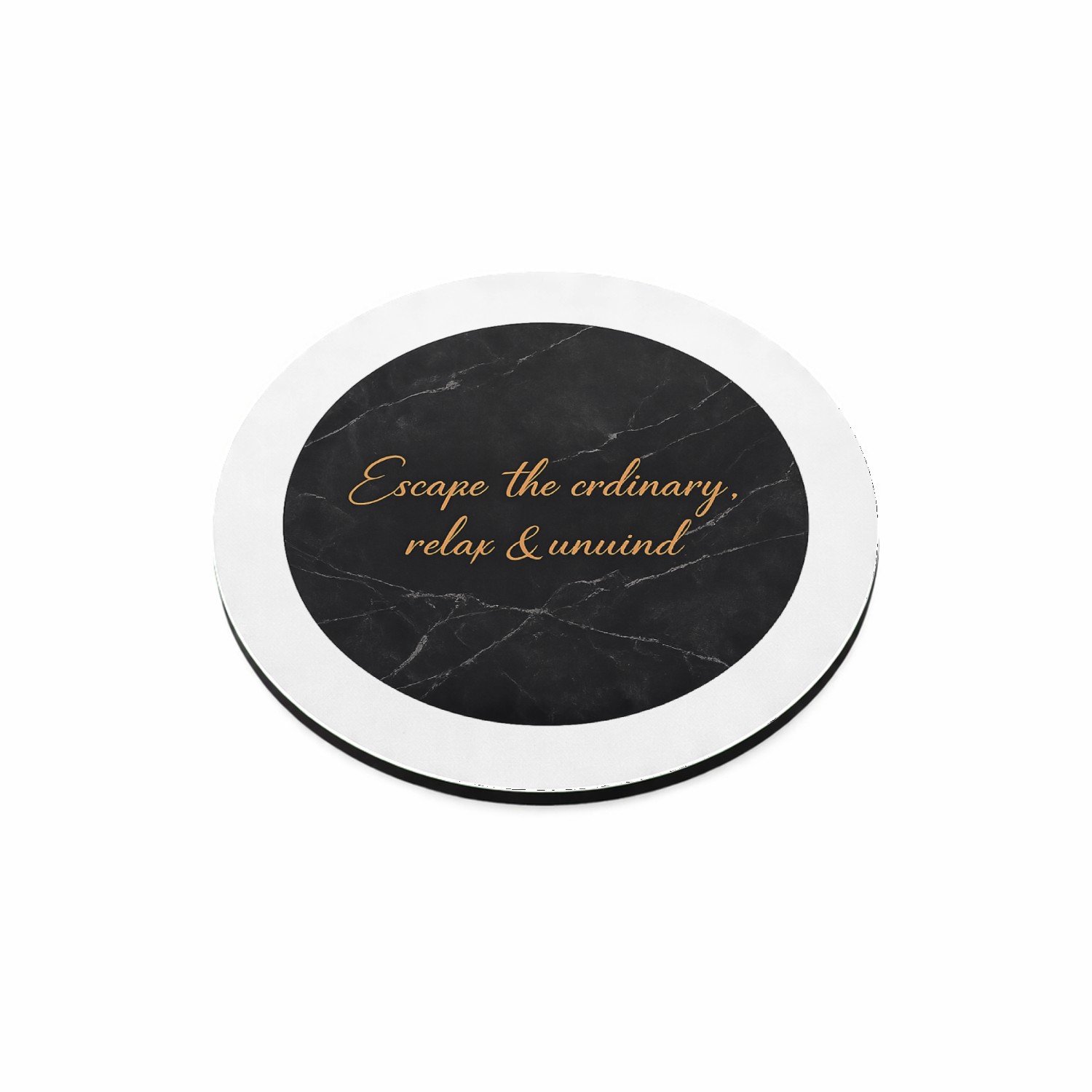 Mr Cadeautjes MDF magnetische fotolijst rond Ø 9,5 - design Minimalistische wellness-tekst op een rustige natuurachtergr | cadeau Wit