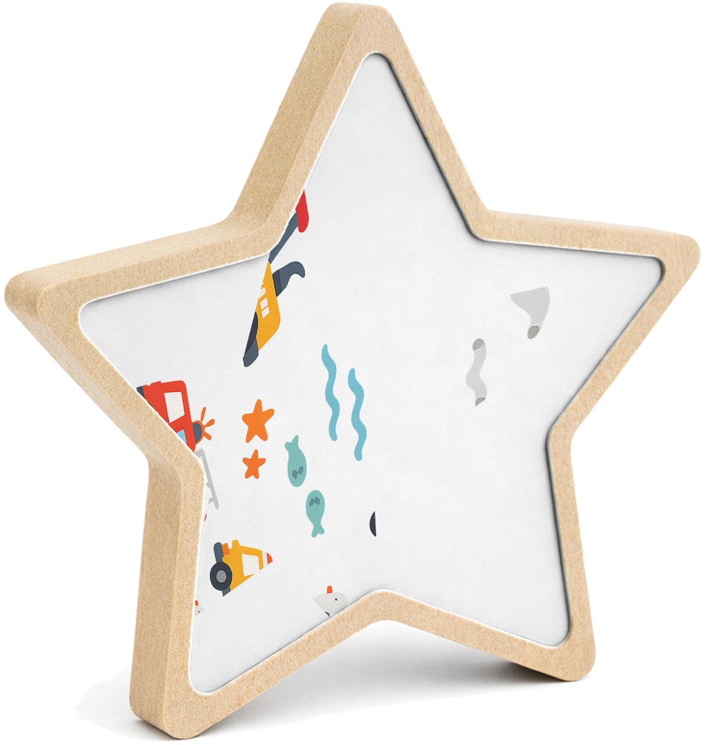 Mr Cadeautjes MDF fotolijst ster 14 x 13,5 - design Reddingsvoertuigen op zee | cadeau Wit