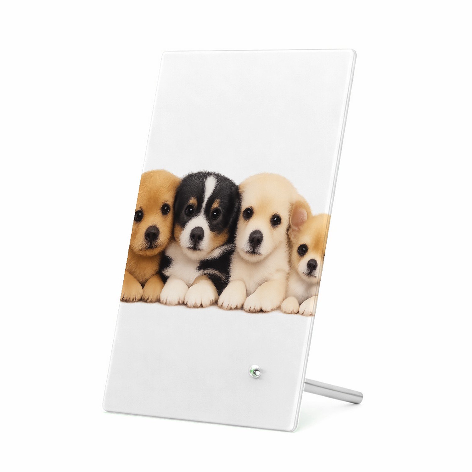 Mr Cadeautjes Glasframe 11 x 16 - design Een vrolijke, zachte dierenprint met een compacte groep jong | cadeau Wit
