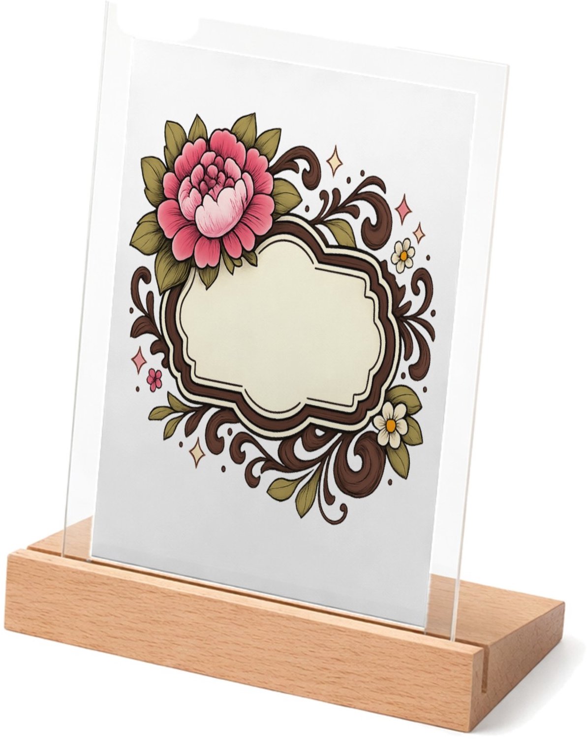 Mr Cadeautjes Glasframe met vaste tekst - design Een warme, persoonlijke complimentkaart in een botanisch kad | cadeau Wit