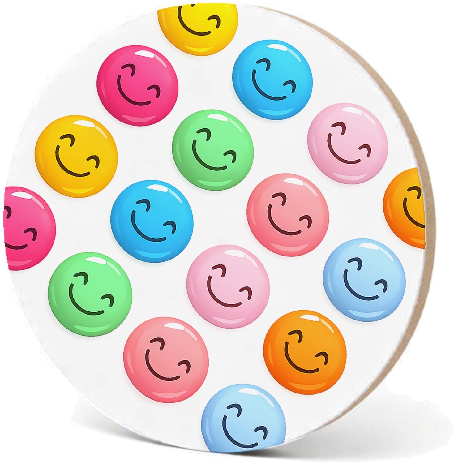 Mr Cadeautjes MDF fotolijst - design Ronde regenboog-icoontjes met vrolijke mini-symbolen in een | cadeau Wit