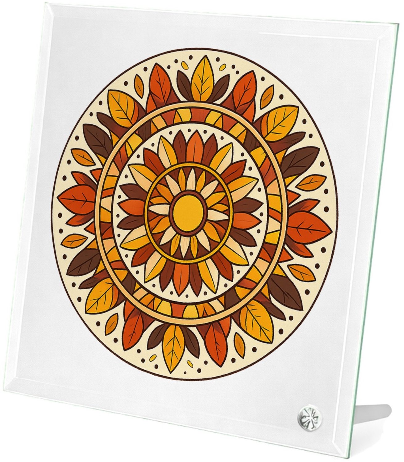 Mr Cadeautjes Glasframe 20 x 20 - design Ronde zonnewaaier met botanische rust | cadeau Wit