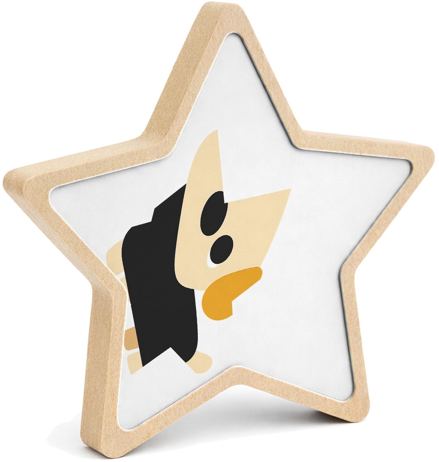 Mr Cadeautjes MDF fotolijst ster 14 x 13,5 - design Minimalistische hond met eigenwijze blik | cadeau Wit