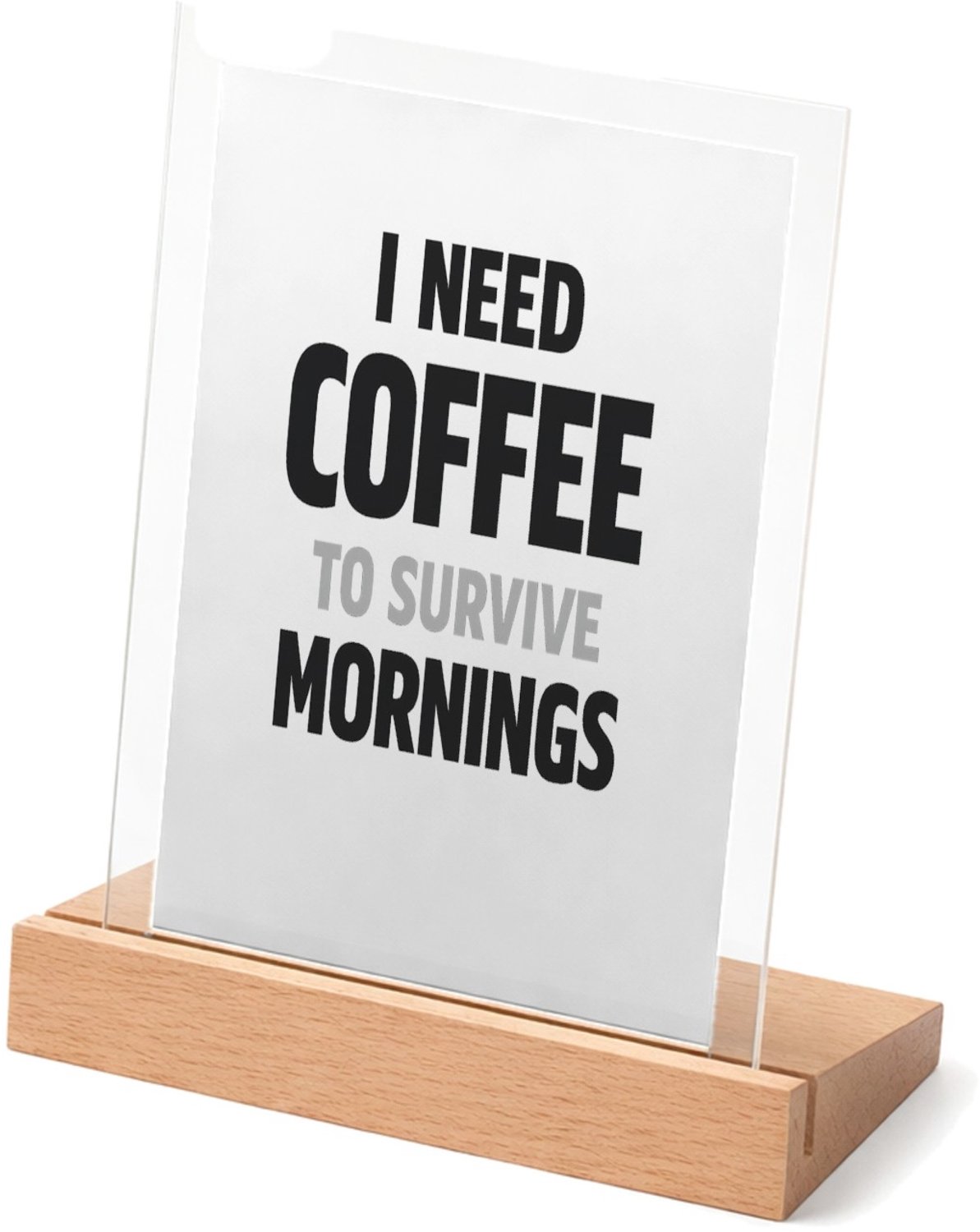 Mr Cadeautjes Glasframe met vaste tekst - design Minimalistische statementprint met een nuchtere, droge grap | cadeau Wit
