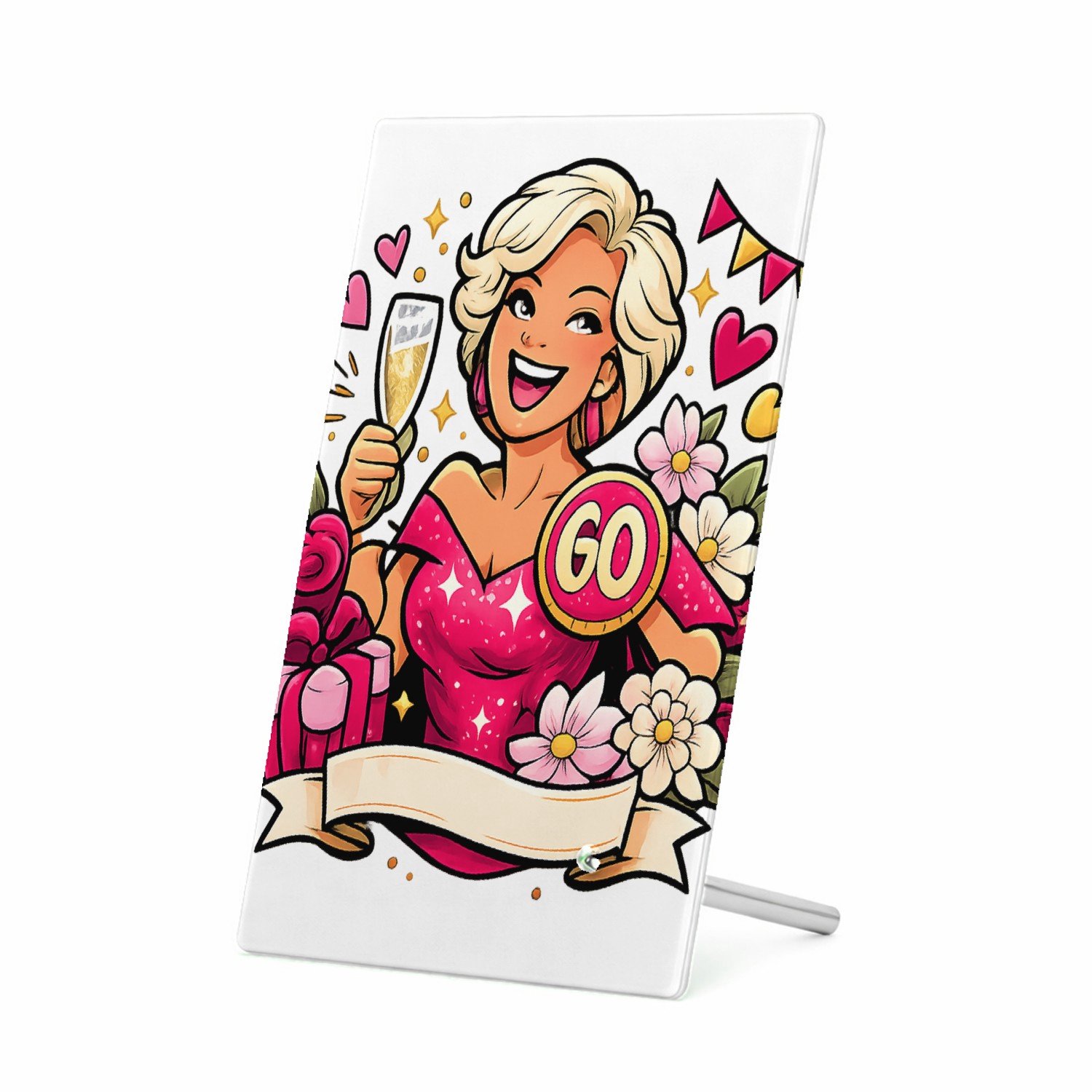 Mr Cadeautjes Glasframe 11 x 16 - design Glamoureuze jubileumviering met een andere levensfase en een | cadeau Wit