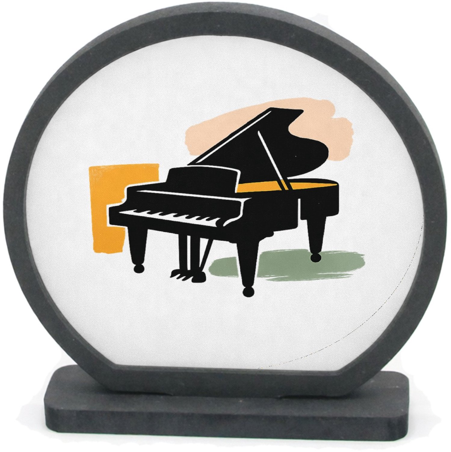 Mr Cadeautjes Houten fotolijst rond met MDF inleg - design Grafische illustratie van een jazzsaxofoon met zachte verfst | cadeau Wit