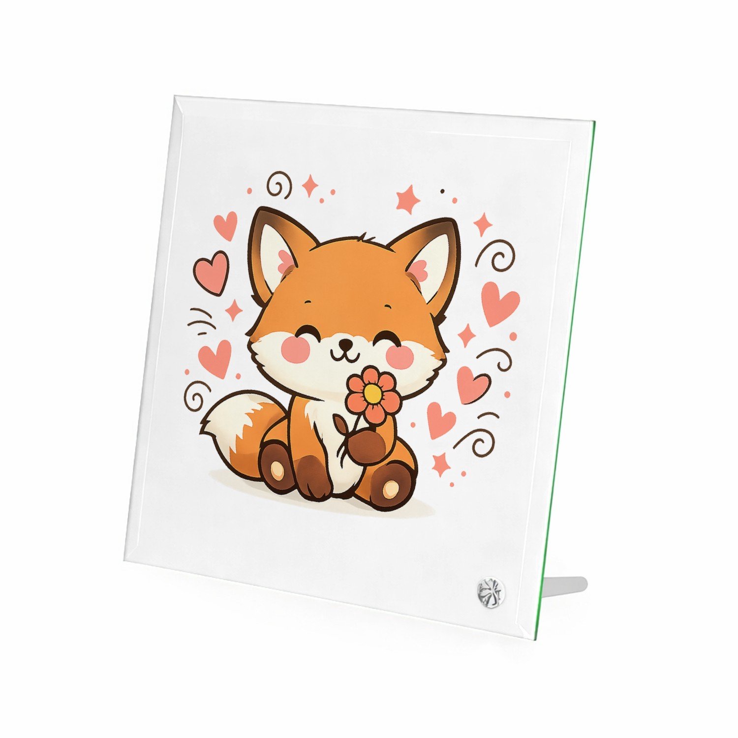 Mr Cadeautjes Glasframe 20 x 20 - design Een vrolijk waarderingsontwerp met een schattige mascotte en | cadeau Wit