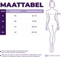 Maattabel met silhouet en instructies voor het opmeten van de borstomtrek voor Shapetape shapewear.